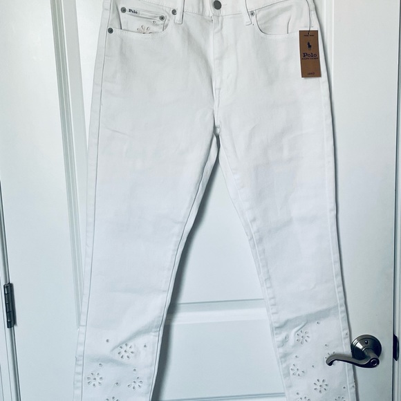 NWT Polo Ralph Lauren Womens The Tompkins Mid Rise Skinny Crop Jeans White Sz 29 - Picture 3 of 16